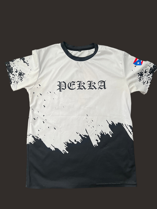 White & Black PEKKA workout/athletic shirt